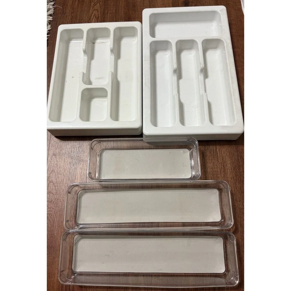 Silverware Tray Plastic Flatware Organizer Kitchen Drawer Lot Wheels Nice!